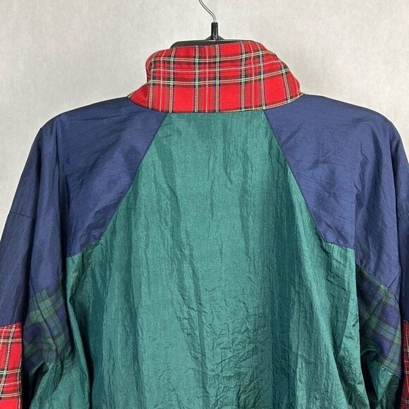 Vtg London Fog Windbreaker Jacket Sz Large Red Blue Plaid Patterns 80s 90s Track - Picture 6 of 11